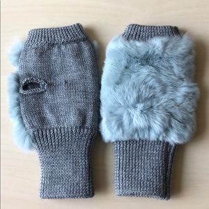 Real rabbit fur fingerless mittens